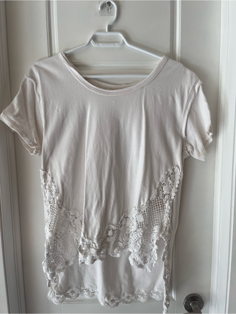 Free People Oversized Crochet Lace Tee / Ivory